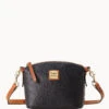 Ostrich Mini Domed Crossbody Black