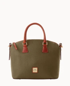 Pebble Grain Domed Satchel Olive