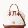 Ostrich Zip Zip Satchel Bone