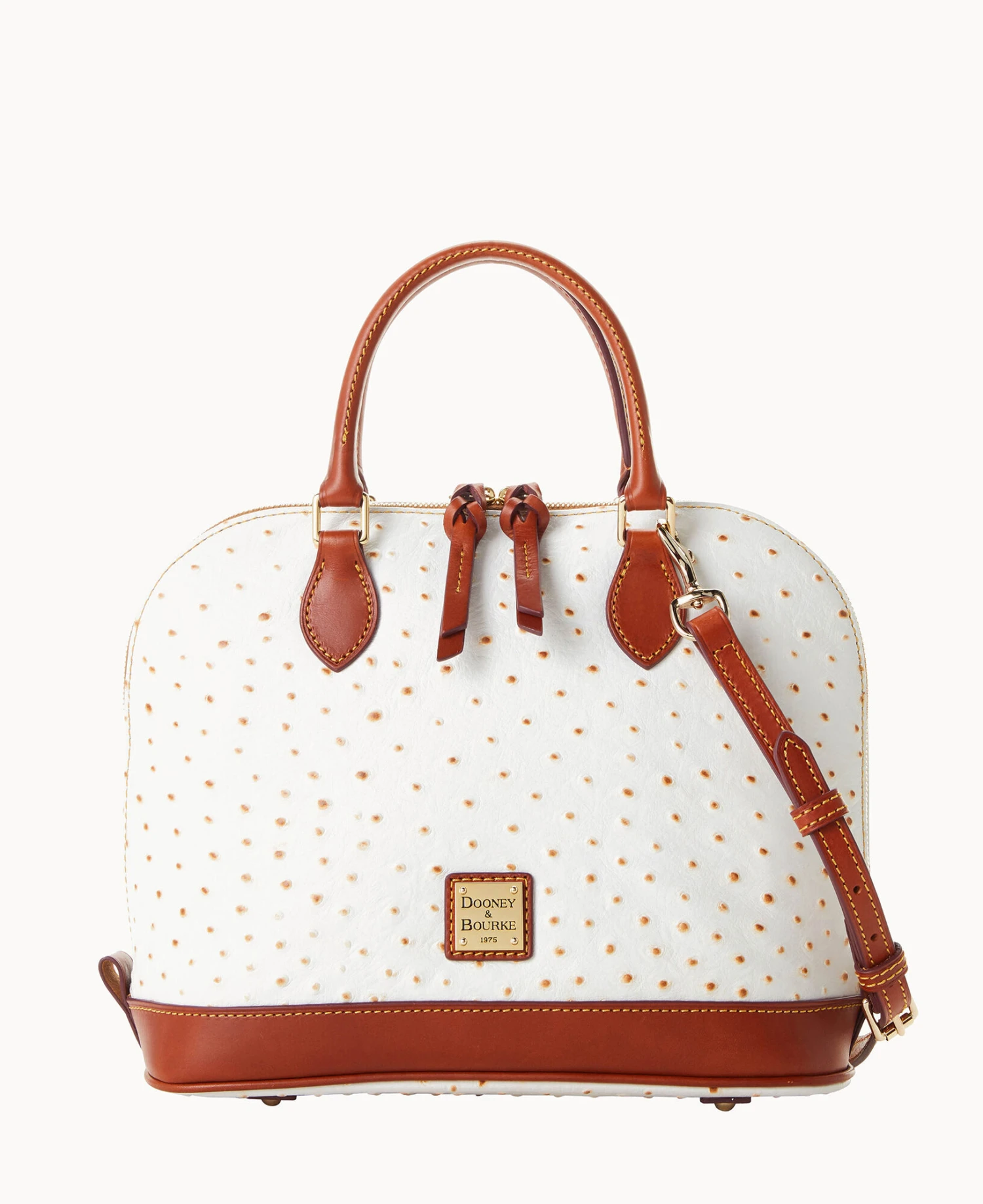 Ostrich Zip Zip Satchel Bone 1 Ostrich Zip Zip Satchel Bone