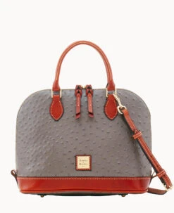 Ostrich Zip Zip Satchel Bone 34 Ostrich Zip Zip Satchel Bone -Dooney & Bourke B2343G OTPWPATN