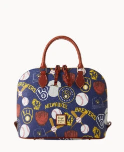 MLB Brewers Zip Zip Satchel BREWERS -Dooney & Bourke B2343G QUNVPATNBRWS