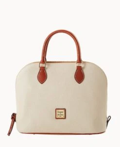 Pebble Grain Domed Satchel Taupe 32 Pebble Grain Domed Satchel Taupe -Dooney & Bourke B2367G AWBOPATN