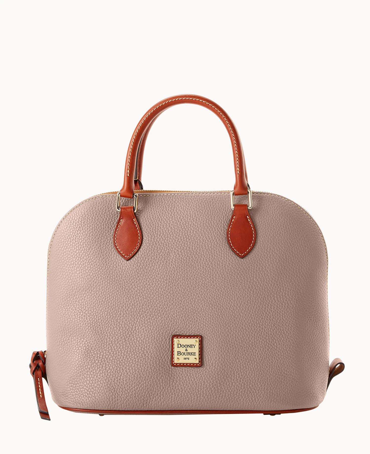 Pebble Grain Domed Satchel Taupe 1 Pebble Grain Domed Satchel Taupe