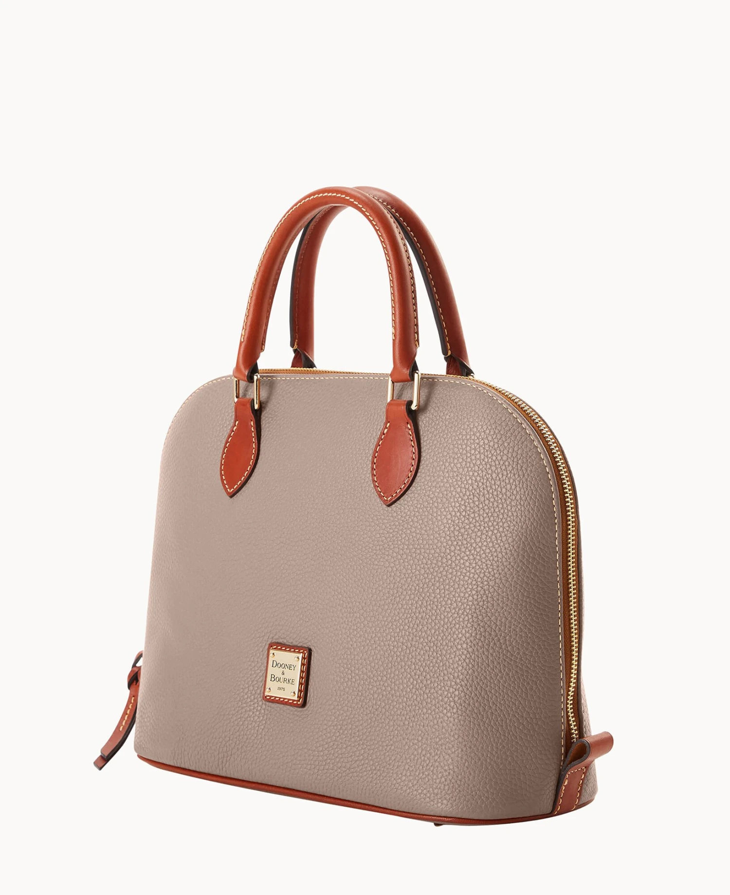 Pebble Grain Domed Satchel Taupe 8 Pebble Grain Domed Satchel Taupe - Image 8