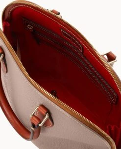 Pebble Grain Domed Satchel Taupe 28 Pebble Grain Domed Satchel Taupe -Dooney & Bourke B2367G AWTPPATN ALT2 1