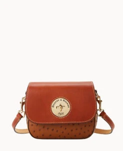 Ostrich Turnlock Flap Saddle Light Taupe 22 Ostrich Turnlock Flap Saddle Light Taupe -Dooney & Bourke B2375G OTCAPATN