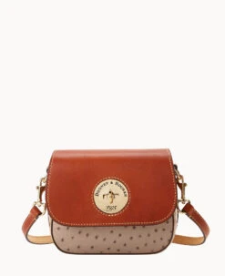 Ostrich Turnlock Flap Saddle Light Taupe 23 Ostrich Turnlock Flap Saddle Light Taupe -Dooney & Bourke B2375G OTXDPATN 2