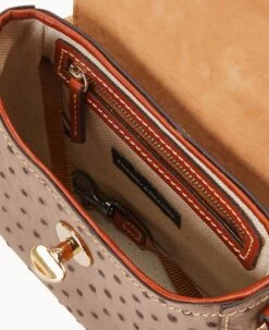 Ostrich Turnlock Flap Saddle Light Taupe 19 Ostrich Turnlock Flap Saddle Light Taupe -Dooney & Bourke B2375G OTXDPATN ALT2 1