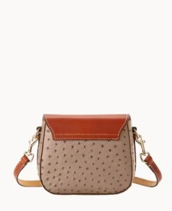 Ostrich Turnlock Flap Saddle Light Taupe 20 Ostrich Turnlock Flap Saddle Light Taupe -Dooney & Bourke B2375G OTXDPATN ALT3 1