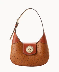 Ostrich Turnlock Hobo 26 Light Taupe -Dooney & Bourke B2378G OTCAPATN