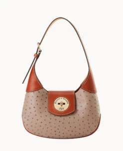 Ostrich Turnlock Hobo 26 Light Taupe -Dooney & Bourke B2378G OTXDPATN 2