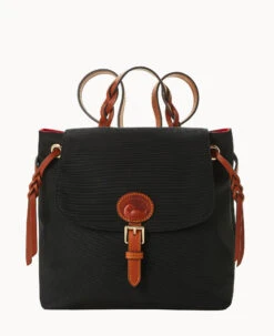 Nylon Flap Backpack Black