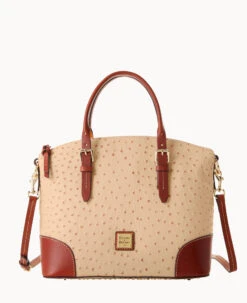 Ostrich Domed Satchel Light Taupe -Dooney & Bourke B9062G OTSDPATN