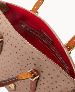 Ostrich Domed Satchel Light Taupe -Dooney & Bourke B9062G OTXDPATN ALT2
