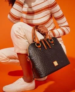 Ostrich Cameron Satchel Black 21 Ostrich Cameron Satchel Black -Dooney & Bourke BOSTR1076 ILD lifestyle 1