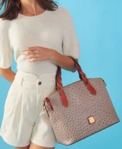 Ostrich Celeste Satchel Bone -Dooney & Bourke BOSTR1299 ILD lifestyle 1