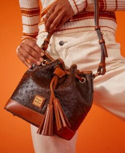 Ostrich Small Drawstring Brown Tmoro -Dooney & Bourke BOSTR1830 ILD lifestyle 1