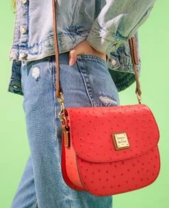 Ostrich Saddle Bag Sand -Dooney & Bourke BOSTR2323 ILD lifestyle 1