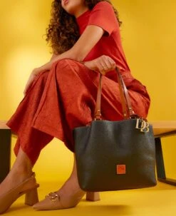 Pebble Grain Small Flynn Mustard -Dooney & Bourke BPEBC1459 ILD lifestyle 1