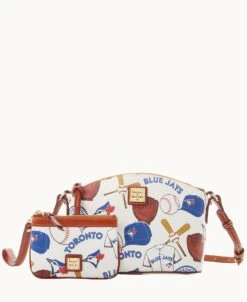 MLB Blue Jays Suki Crossbody Med Wristlet BLUE JAYS -Dooney & Bourke M1696G QUMWPATNBJAY ALT4 1