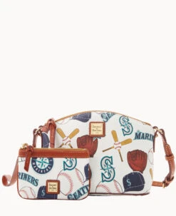 MLB Mariners Suki Crossbody Med Wristlet MARINERS 17 MLB Mariners Suki Crossbody Med Wristlet MARINERS -Dooney & Bourke M1696G QUMWPATNMRNR ALT4