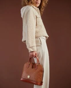 Ostrich Zip Zip Satchel Bone 25 Ostrich Zip Zip Satchel Bone -Dooney & Bourke OT343 ILD lifestyle 1