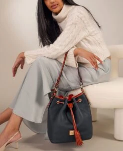 Pebble Grain Tasha Drawstring Caramel -Dooney & Bourke R1596 ILD lifestyle 1