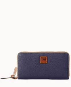 Pebble Grain Large Zip Around Wristlet Midnight Blue -Dooney & Bourke W0126G 9PMDPAKR 1