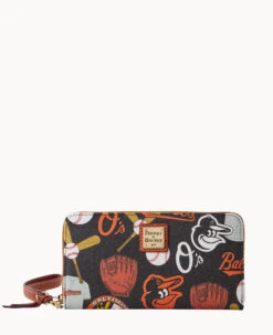 MLB Orioles Large Zip Around Wristlet ORIOLES -Dooney & Bourke W0126G QUBLPATNORLS