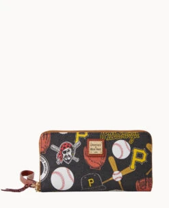 MLB Pirates Large Zip Around Wristlet PIRATES 14 MLB Pirates Large Zip Around Wristlet PIRATES -Dooney & Bourke W0126G QUBLPATNPRAT