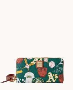 MLB Athletics Large Zip Around Wristlet ATHLETICS -Dooney & Bourke W0126G QUGRPATNOAKA