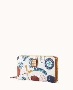 MLB Mariners Large Zip Around Wristlet MARINERS -Dooney & Bourke W0126G QUMWPATNMRNR ALT1 1
