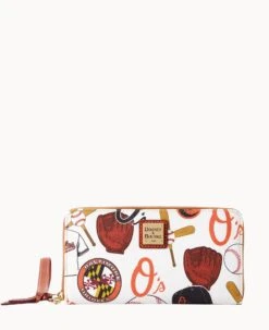 MLB Orioles Large Zip Around Wristlet ORIOLES -Dooney & Bourke W0126G QUMWPATNORLS 1