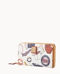 MLB Twins Large Zip Around Wristlet TWINS 12 MLB Twins Large Zip Around Wristlet TWINS -Dooney & Bourke W0126G QUMWPATNTWNS ALT1 1