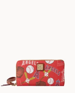 MLB Angels Large Zip Around Wristlet ANGELS -Dooney & Bourke W0126G QURDPATNANGL