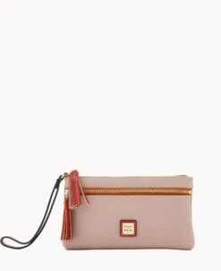 Pebble Grain Double Zip Wristlet Wine 36 Pebble Grain Double Zip Wristlet Wine -Dooney & Bourke W0174G AWOYPATN