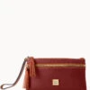 Pebble Grain Double Zip Wristlet Wine