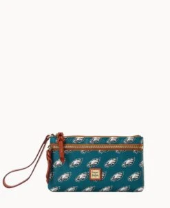 NFL Eagles Double Zip Wristlet Philadelphia Eagles -Dooney & Bourke W0174G NJGRPATNEAGL 1