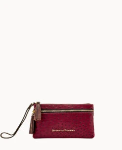 Ostrich Double Zip Wristlet Black -Dooney & Bourke W0174G OTBGPABM