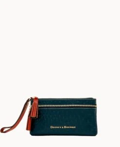 Ostrich Double Zip Wristlet Black -Dooney & Bourke W0174G OTBLPATN 1