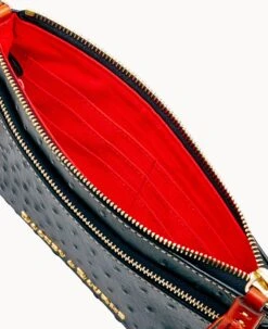 Ostrich Double Zip Wristlet Black -Dooney & Bourke W0174G OTBLPATN ALT2 1