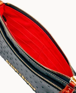 Ostrich Double Zip Wristlet Black -Dooney & Bourke W0174G OTBLPATN ALT2