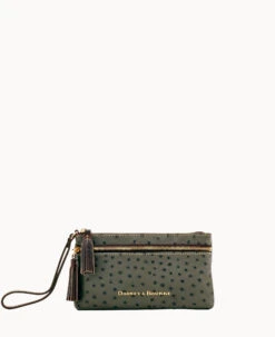 Ostrich Double Zip Wristlet Black -Dooney & Bourke W0174G OTSMPABM