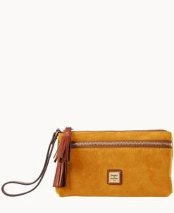 Suede Double Zip Wristlet Chamois -Dooney & Bourke W0174G SUCHPATN 1