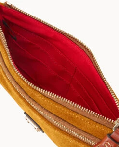 Suede Double Zip Wristlet Chamois -Dooney & Bourke W0174G SUCHPATN ALT2