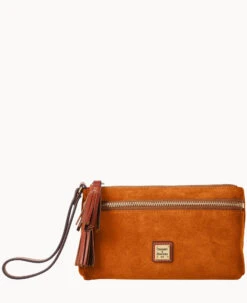 Suede Double Zip Wristlet Chamois -Dooney & Bourke W0174G SUHNPATN