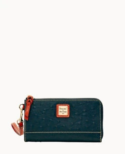 Ostrich Folded Zip Wristlet Cognac -Dooney & Bourke W0177G OTBLPATN
