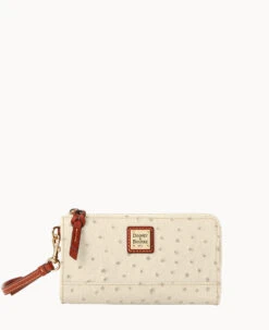 Ostrich Folded Zip Wristlet Cognac -Dooney & Bourke W0177G OTBOPATN