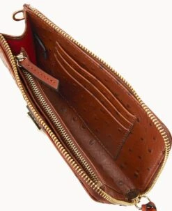 Ostrich Folded Zip Wristlet Cognac -Dooney & Bourke W0177G OTCGPATN ALT2 1